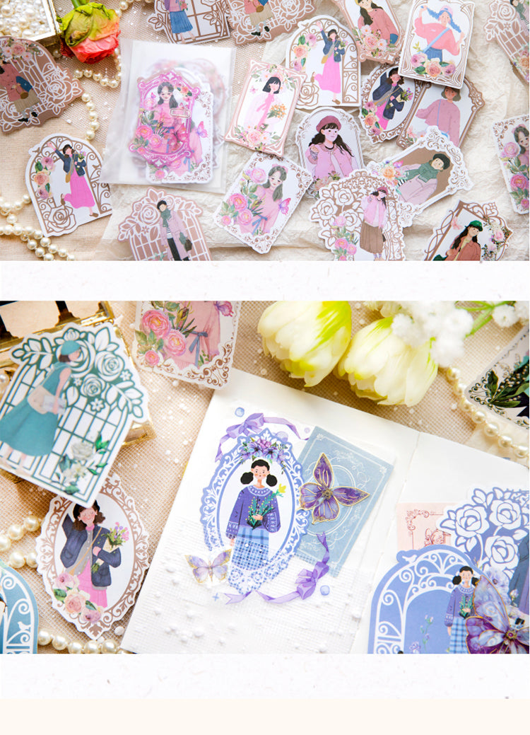 5Girl in Mirror Frame Washi Stickers5