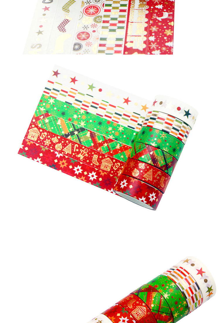 5Gold Foil Christmas Washi Tape Set - 12 Rolls2