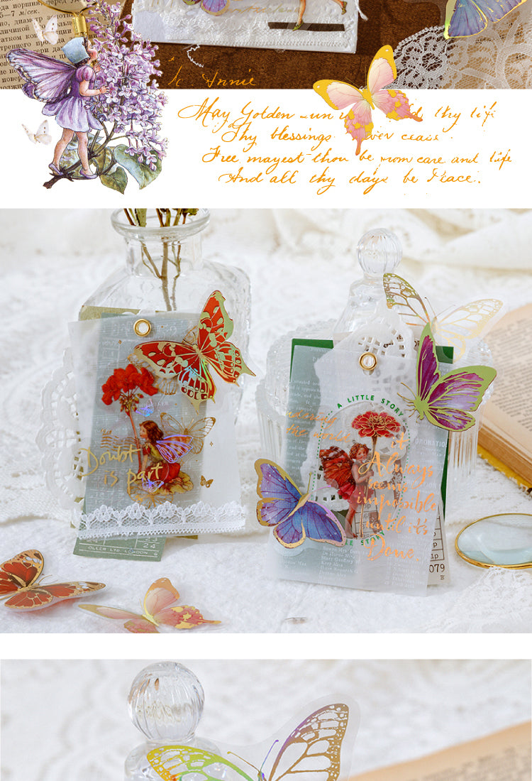 5Gold Foil PET Stickers - Flower Fairy, Words, Butterfly, Flower7