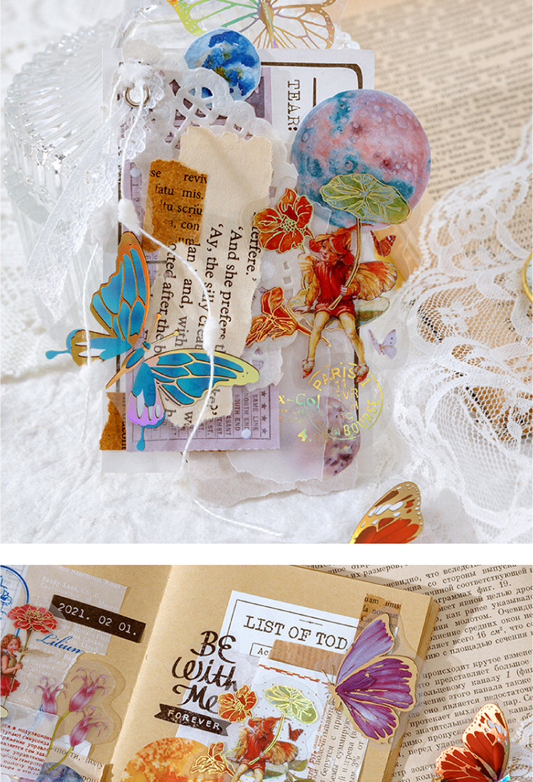 5Gold Foil PET Stickers - Flower Fairy, Words, Butterfly, Flower8