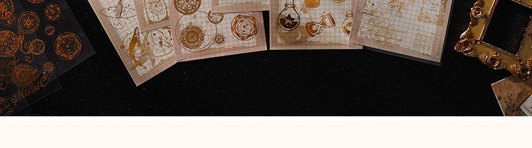 5Gold Foil Vinyl Stickers - Music, Bottle, Words, Flower, Whale, Magic, Butterfly6