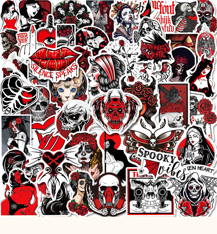 5Gothic Style Demon Dark Red Punk Stickers2