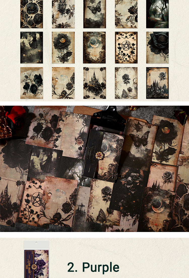 5Gothic Style Halloween Material Paper - Castle, Rose10