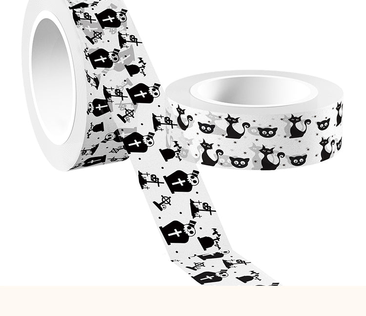 5Halloween Bat and Pumpkin Black and White Washi Tape Set (12 Rolls)2