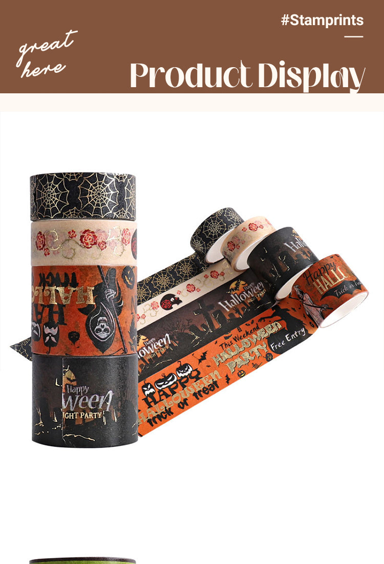 5Halloween Pumpkin Gold Foil Tape Set (16 Rolls)1