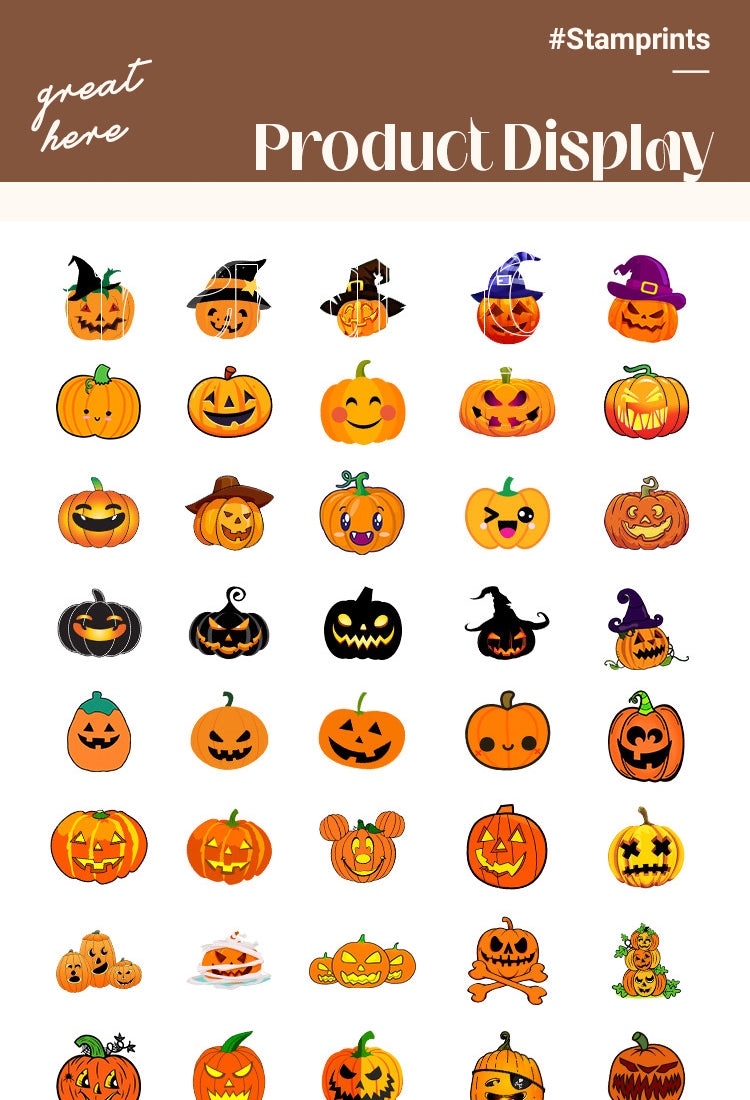 5Halloween Pumpkin PVC Decorative Sticker 50 PCS1