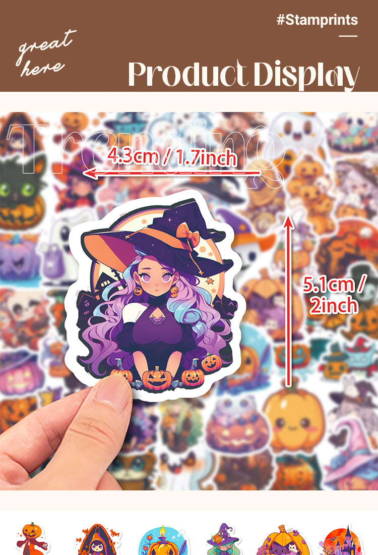 5Halloween Pumpkin Witch Cartoon PVC Sticker1