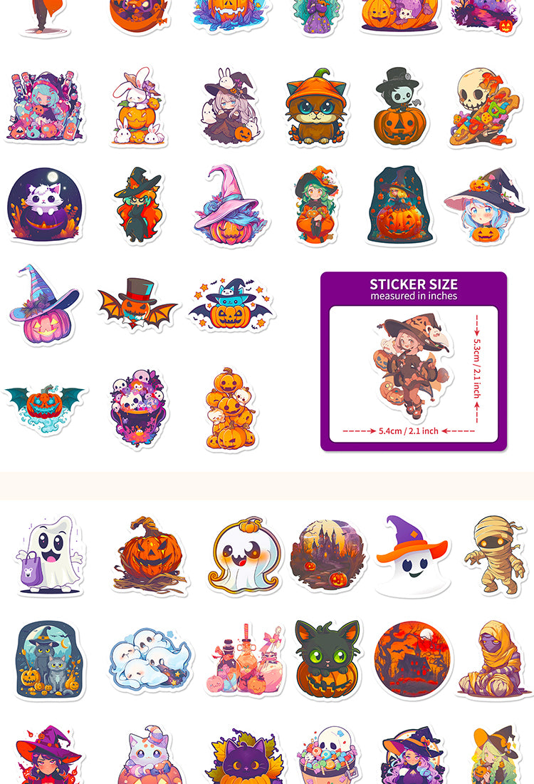 5Halloween Pumpkin Witch Cartoon PVC Sticker2