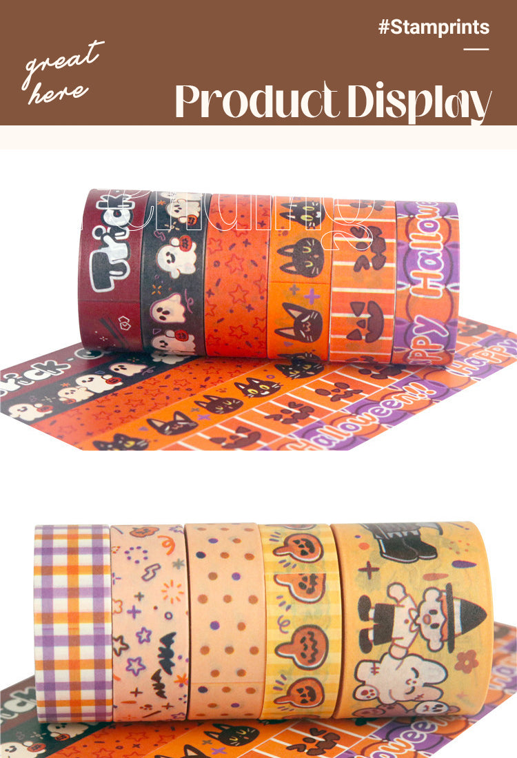 5Halloween Washi Tape Set with Text Cats Witches1