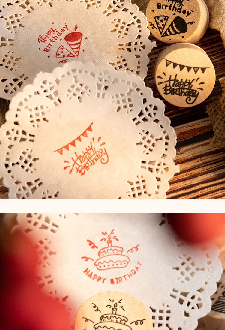 5Happy Birthday Wooden Rubber Stamps2