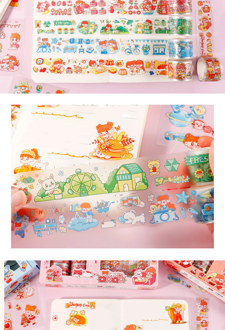 5Happy Day Cartoon Girl and Boy PET Material Scrapbook Kit2