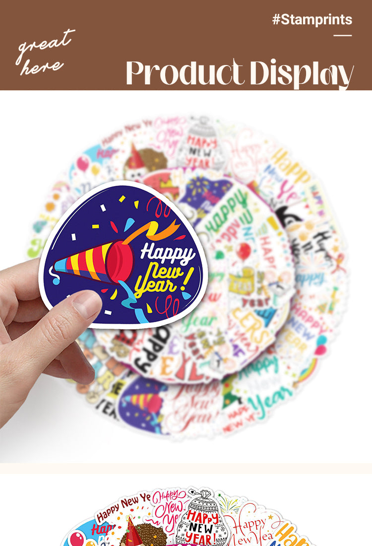 5Happy New Year Text Vinyl Stickers1