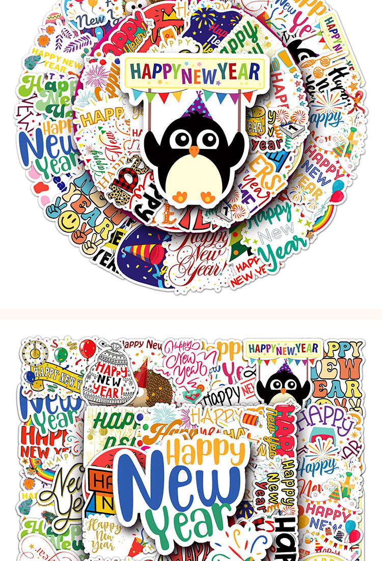 5Happy New Year Text Vinyl Stickers2