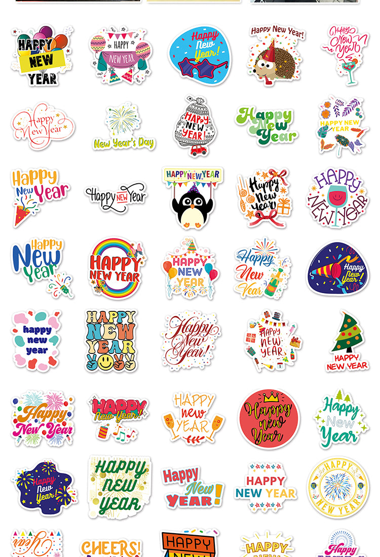 5Happy New Year Text Vinyl Stickers5