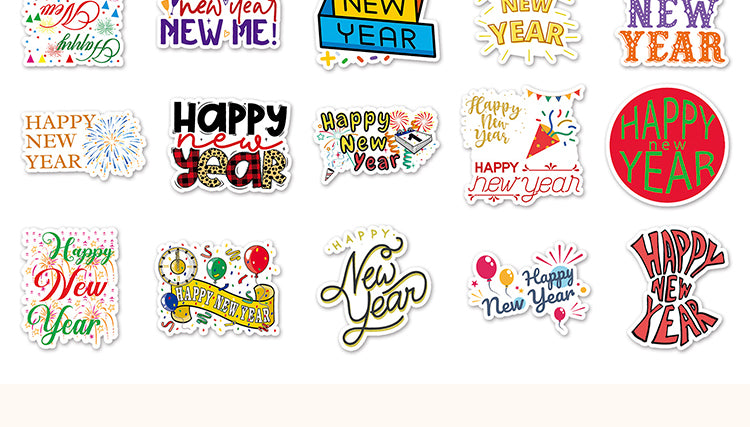 5Happy New Year Text Vinyl Stickers6