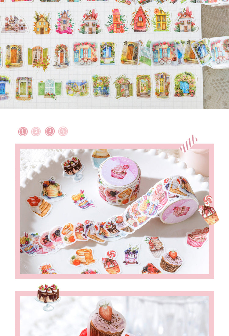 5Happy Town Series Cartoon Retro Rolled Washi Stickers4