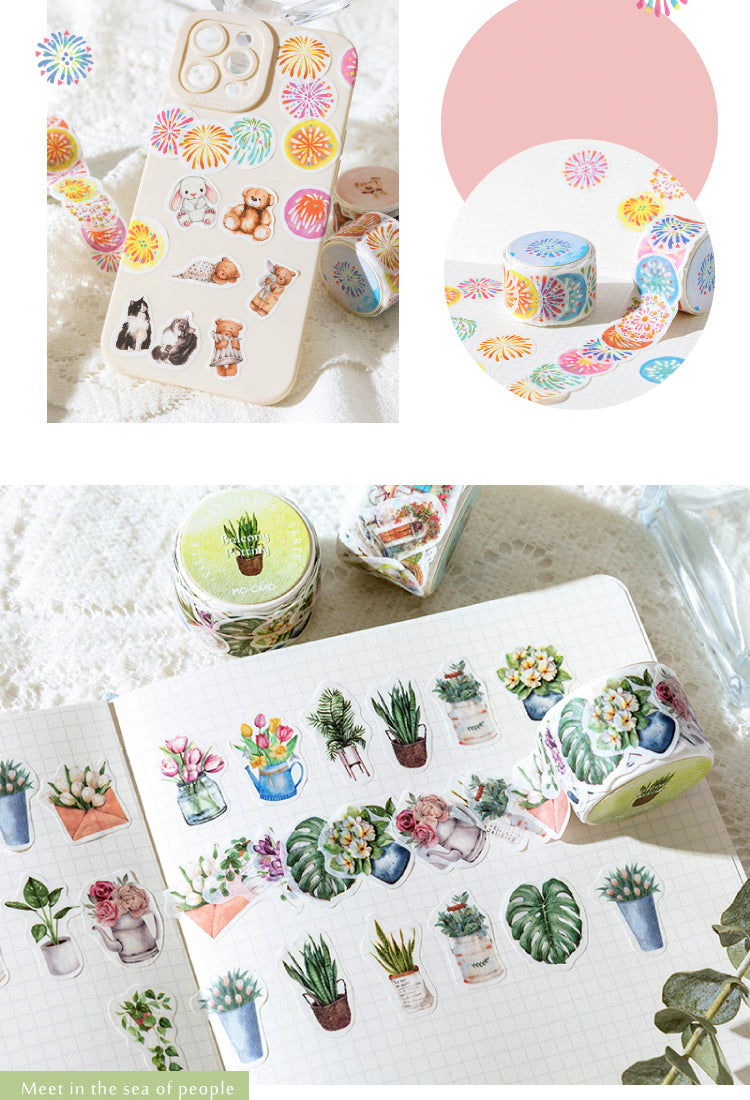 5Happy Town Series Cartoon Retro Rolled Washi Stickers6