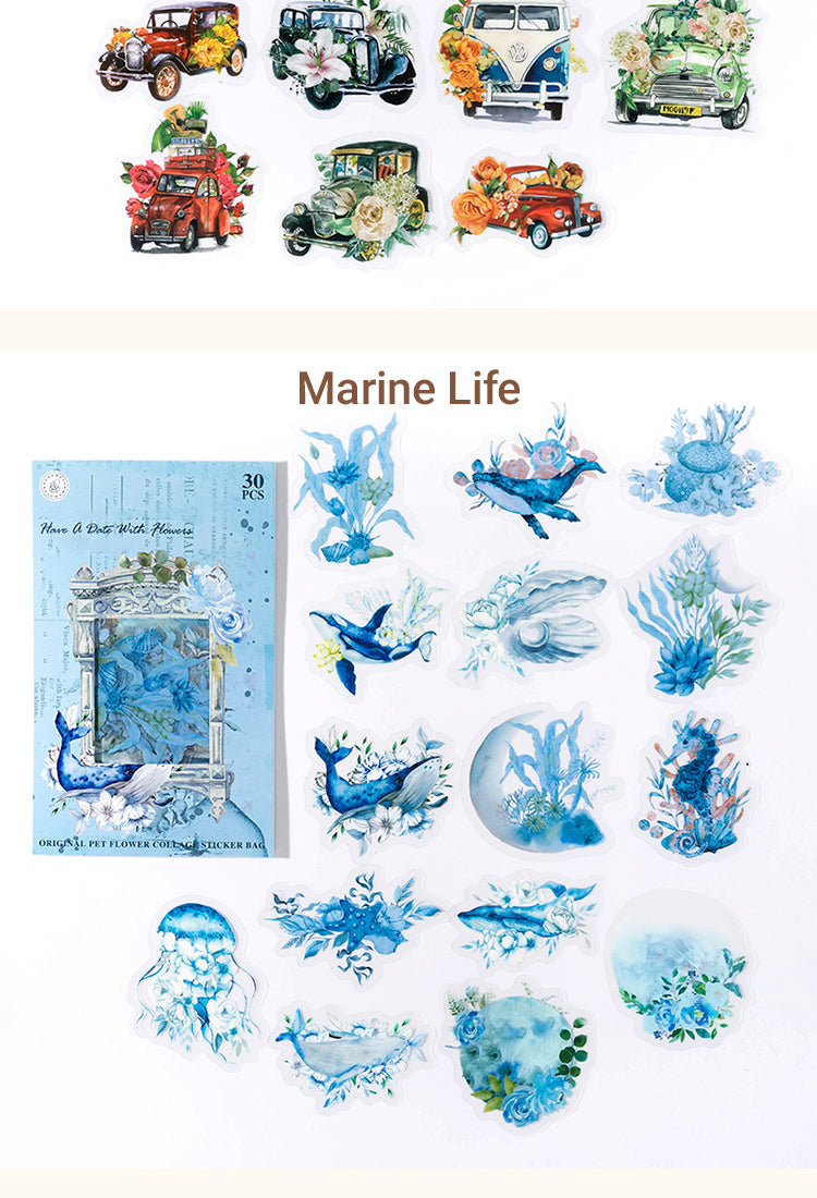5Have a Date with Flowers Floral Stickers-Furniture, Sea Creature, Vehicles, Antiques15