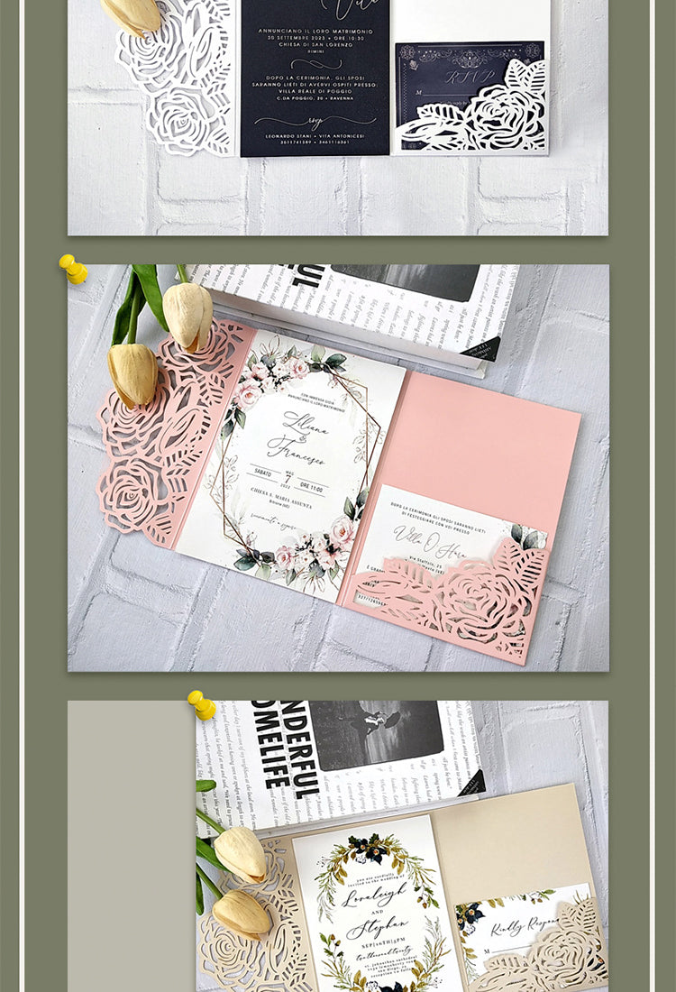 5High-End Tri-Fold Rose Flower Greeting Card Invitation2