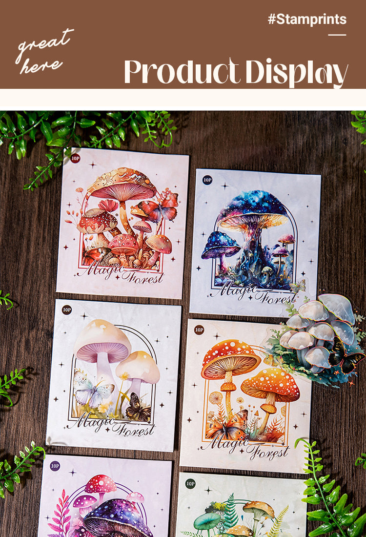 5Holographic Hot Stamping Fairy Tale Mushroom PET Stickers1