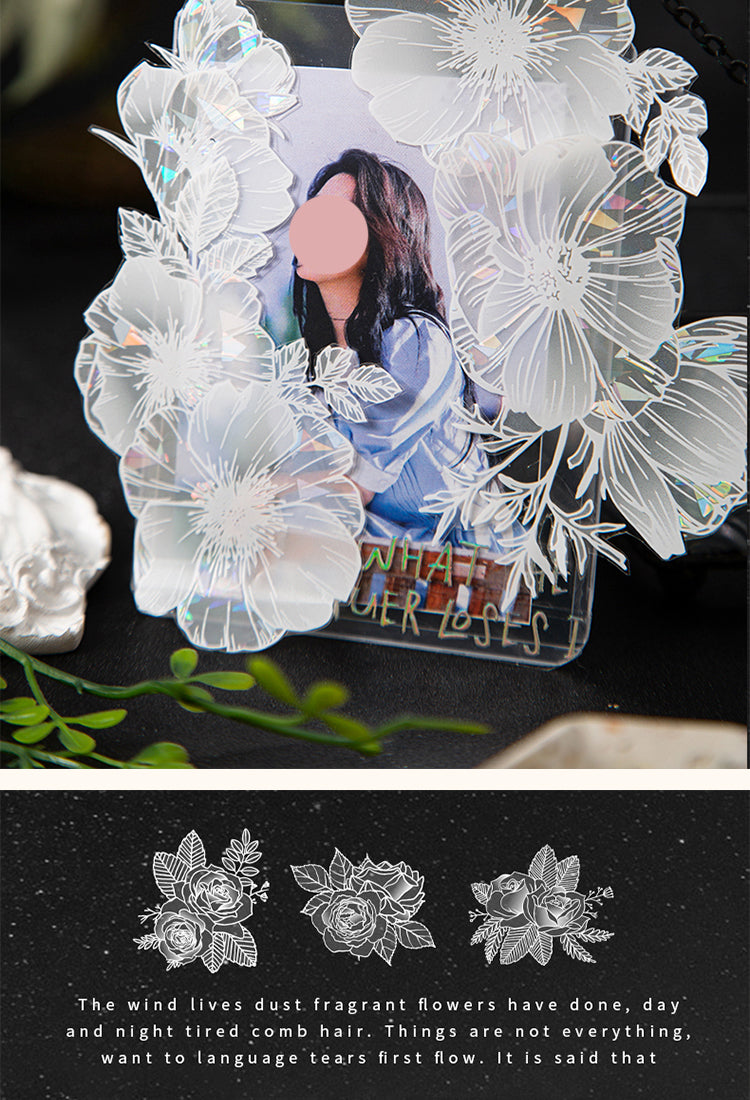 5Holographic Hot Stamping Flower Theme Stickers - Rose, Lily, Daisy, Peach Blossom, Poppy, Hydrangea5