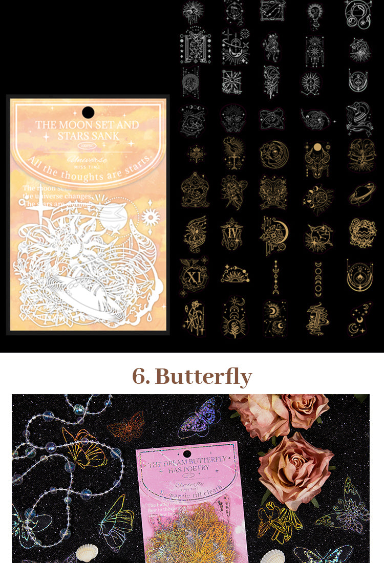 5Holographic PET Stickers - Flower, Lace, Animal, Window, Moon, Butterfly10