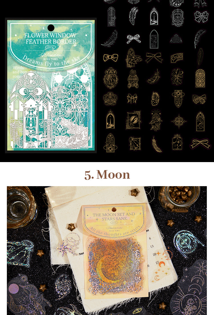 5Holographic PET Stickers - Flower, Lace, Animal, Window, Moon, Butterfly8