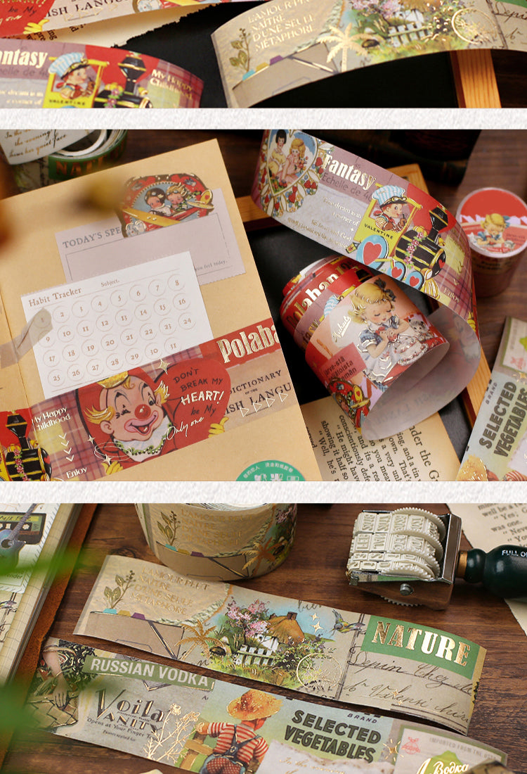 5Hot Stamping Washi Tape - Poster Newspaper Fairy Tale Drink2