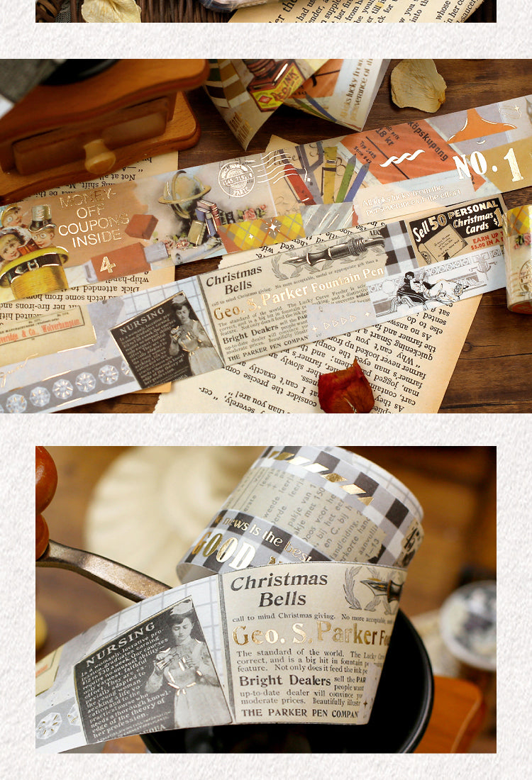 5Hot Stamping Washi Tape - Poster Newspaper Fairy Tale Drink4
