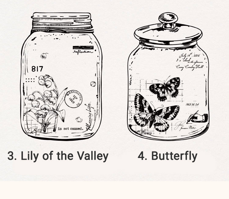 5In the Bottle Series Butterfly Flower Wooden Rubber Stamp6