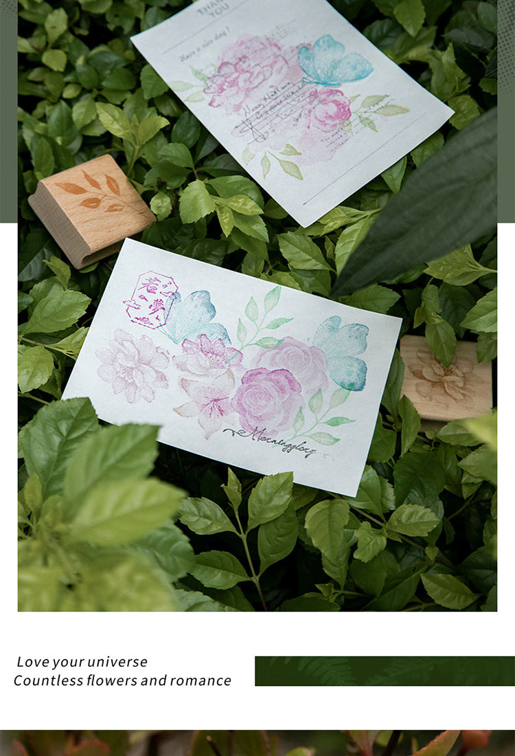 5Ink Blossom Creative Retro Flower Wooden Rubber Stamp5