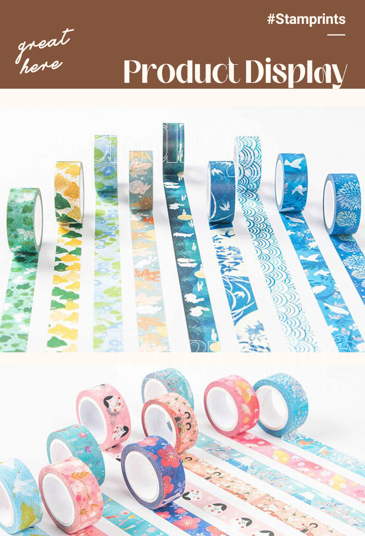5Japanese-style Washi Tape with Plants Animals Sea and Fireworks1
