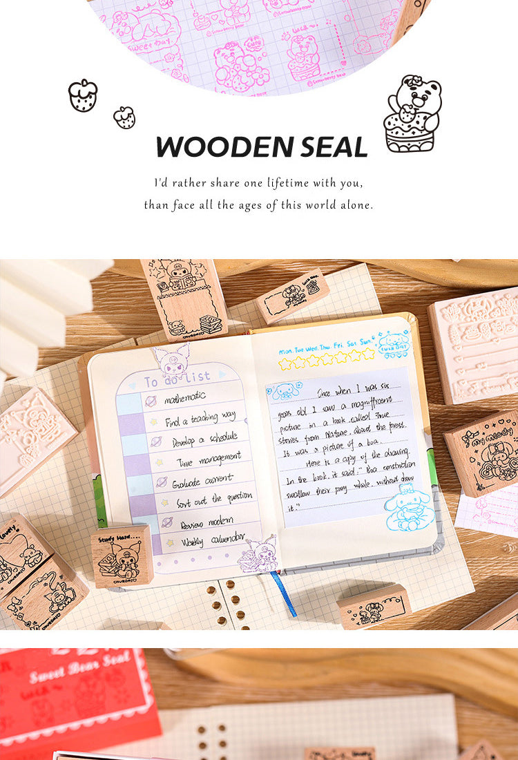 5Joyful Holiday Theme Cartoon Wood Rubber Stamp Set3