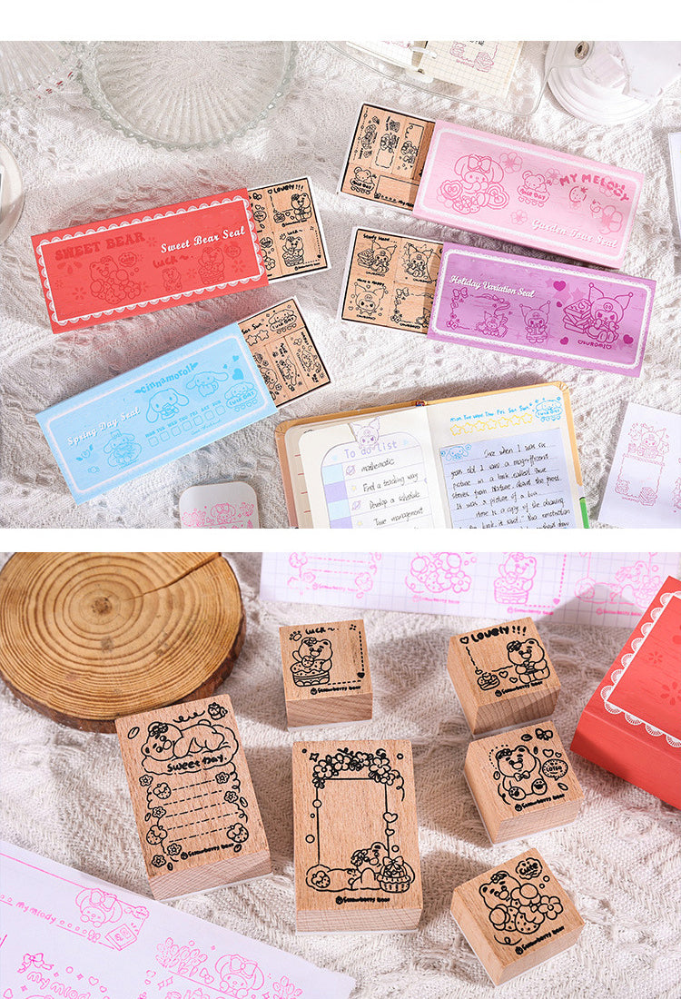 5Joyful Holiday Theme Cartoon Wood Rubber Stamp Set5