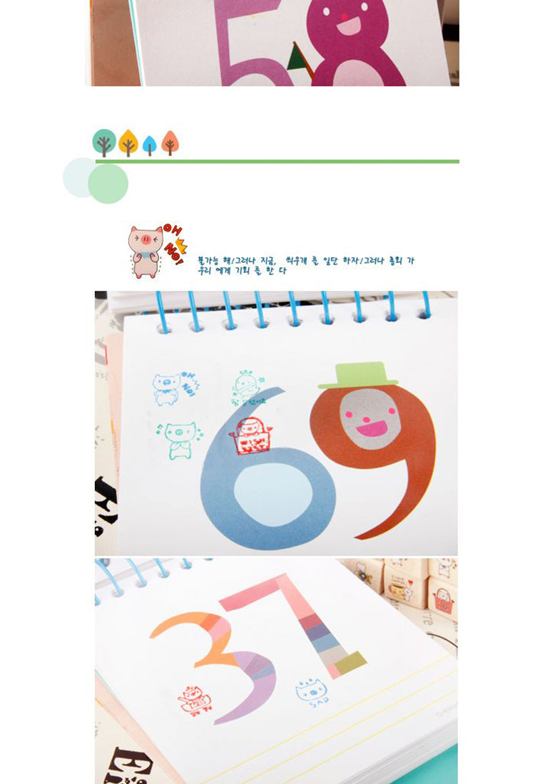 5Kawaii Litlle Cat Pig Wood Stamp with Ink Pad Set9