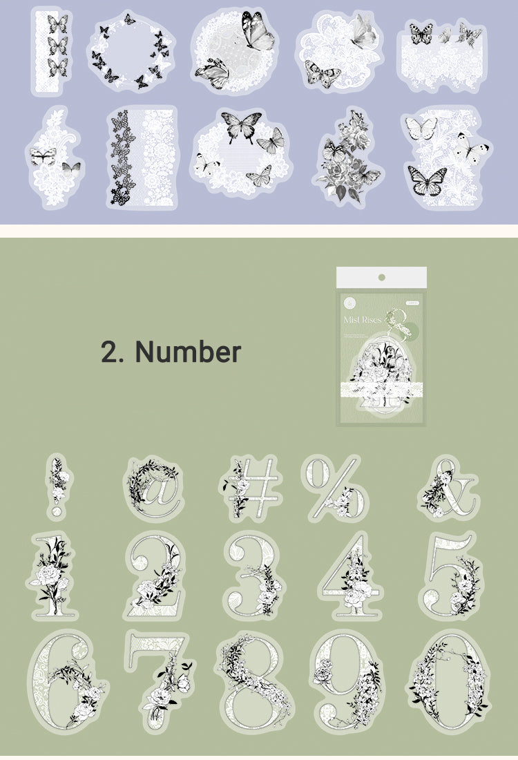 5Lace PET Stickers - Butterfly, Number, Wreath, Flower, Door and Window, Film11