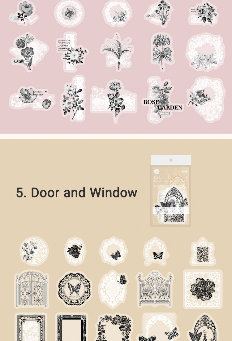 5Lace PET Stickers - Butterfly, Number, Wreath, Flower, Door and Window, Film13