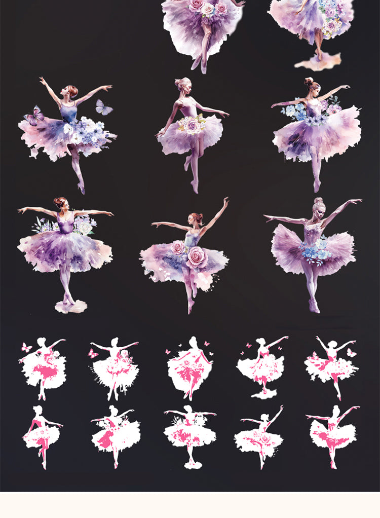 5Lady Ballet Holographic Hot Stamping PET Stickers - Characters, Dance10