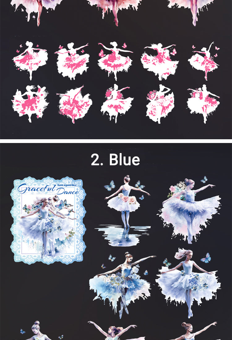 5Lady Ballet Holographic Hot Stamping PET Stickers - Characters, Dance4