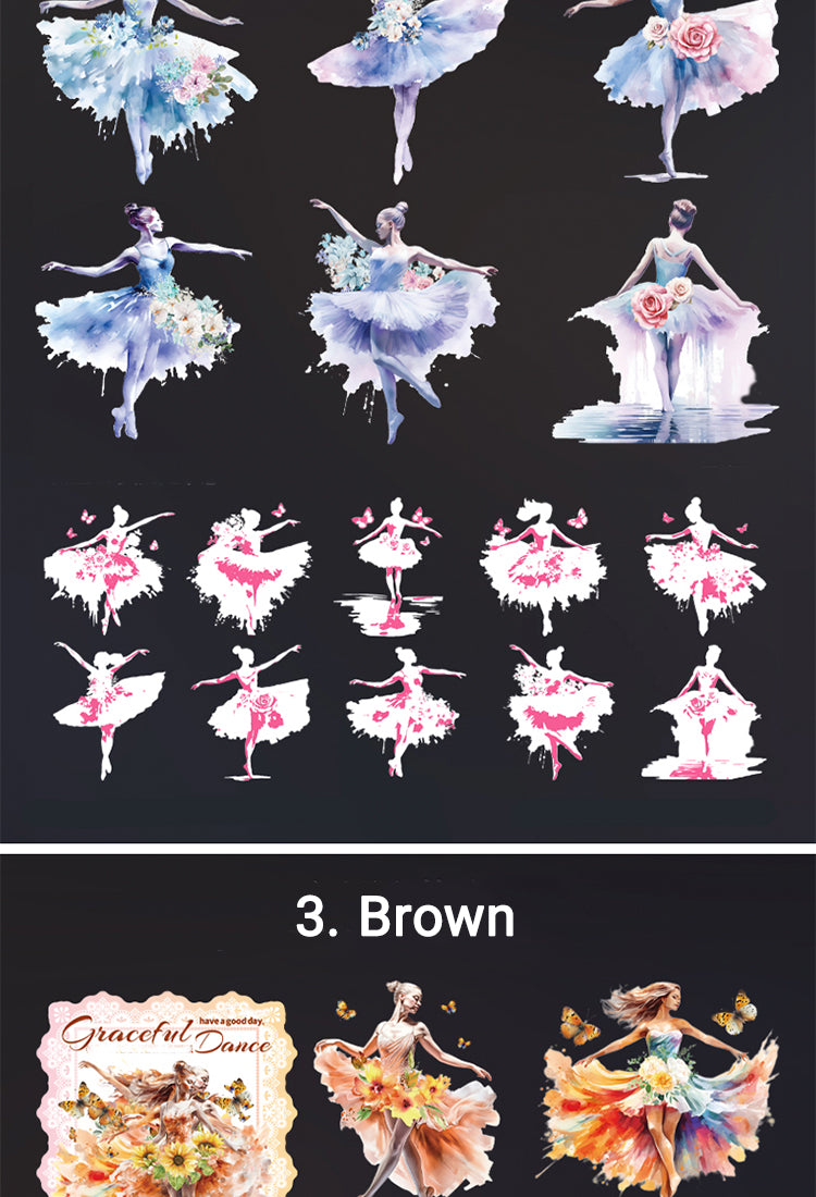 5Lady Ballet Holographic Hot Stamping PET Stickers - Characters, Dance5