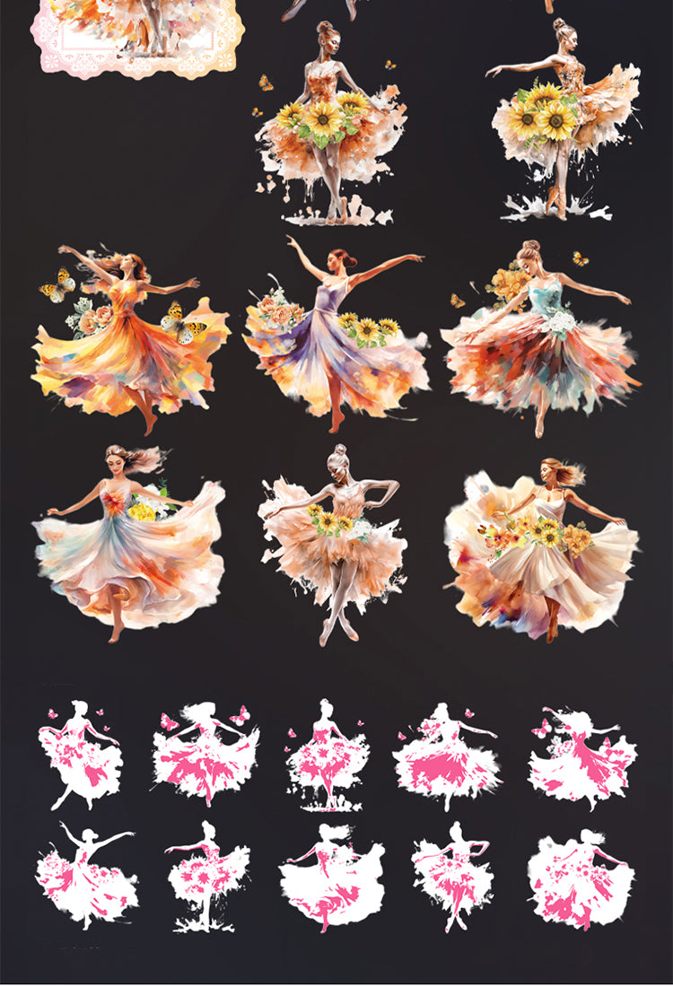 5Lady Ballet Holographic Hot Stamping PET Stickers - Characters, Dance6