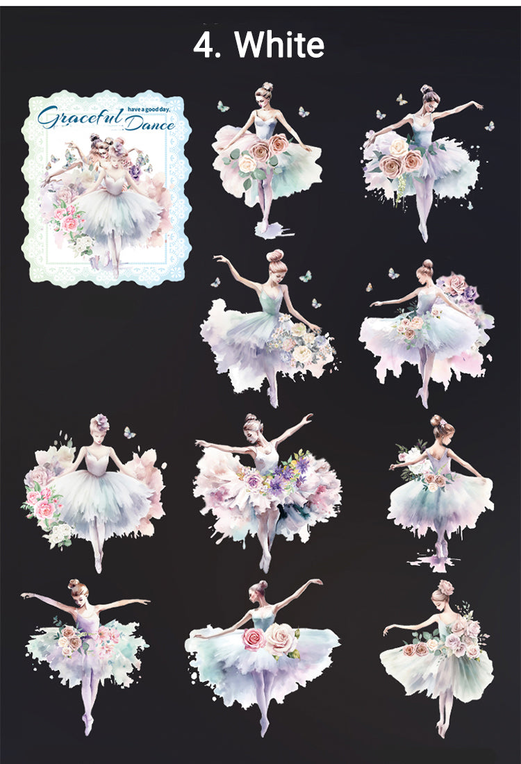 5Lady Ballet Holographic Hot Stamping PET Stickers - Characters, Dance7