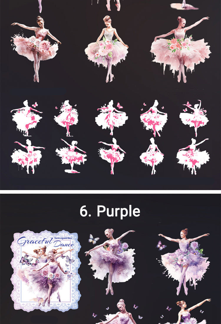 5Lady Ballet Holographic Hot Stamping PET Stickers - Characters, Dance9