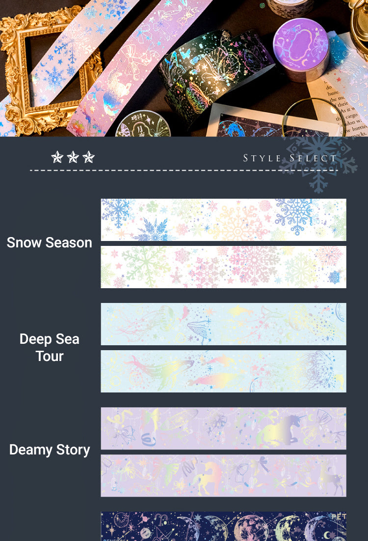 5Laser Silver Washi Tape-Butterfly Sea Snow Starry Sky Flower10