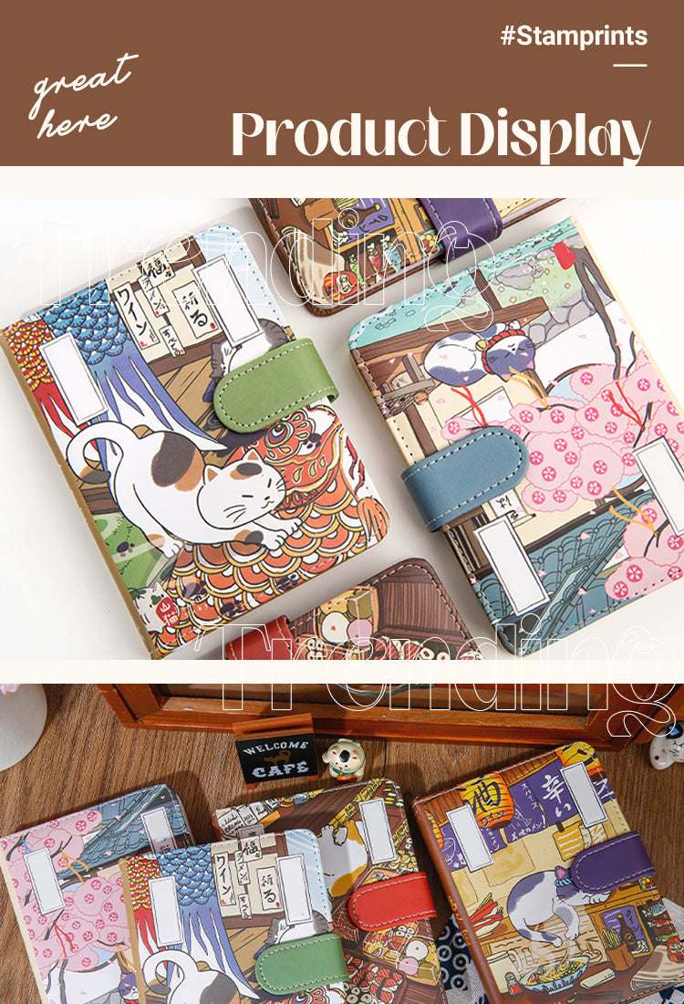 5Leisure Cat Series Japanese Style Cat Magnetic Buckle Diary Notebook1