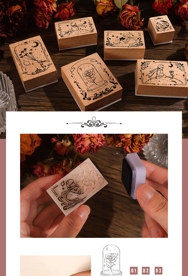 5Little Prince Theme Vintage Rose Wood Rubber Stamp Set5