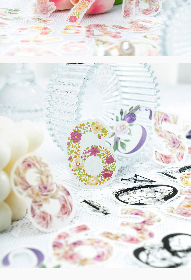 5Lucky Number Series Floral Number Sticker Pack4