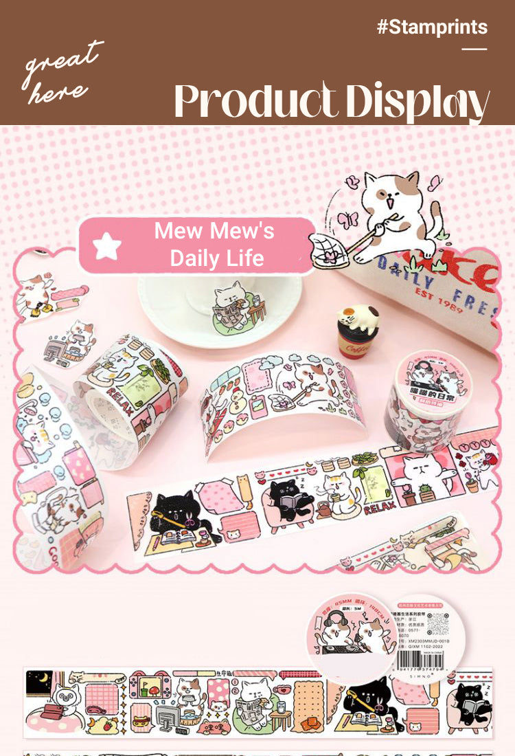5Mew Mew's Life Cartoon Cat Washi Tape1
