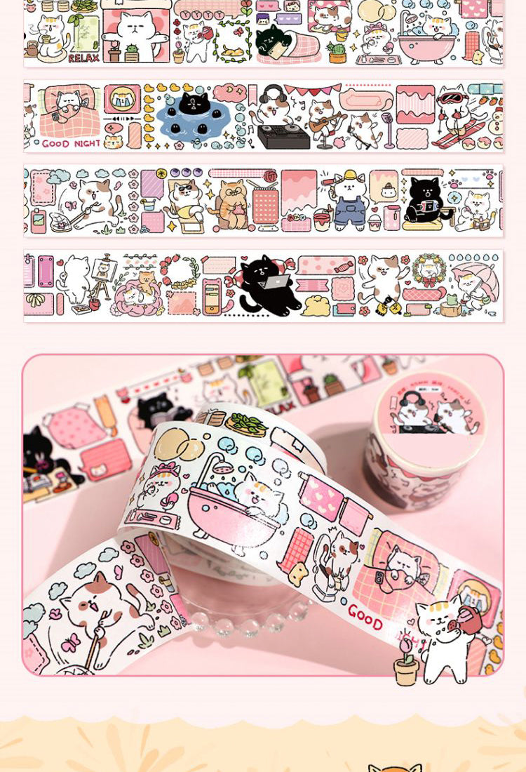 5Mew Mew's Life Cartoon Cat Washi Tape2