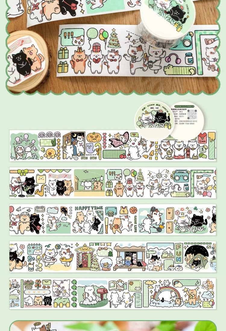5Mew Mew's Life Cartoon Cat Washi Tape6